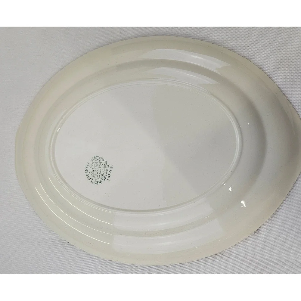 Vtg Homer Laughlin Eggshell Georgian Floral Oval Serving Platter Gold Trim J47N5